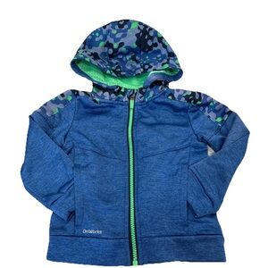 Athletic Works Blue DriWorks Full-Zip Hoodie Jacket 2T Toddler 24 M Warm Light